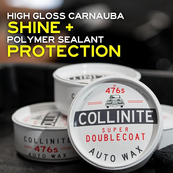 "Collinite 476 Super Doublecoat Wax High Gloss Shine + Ultra Durable Hydrophobic Beading & Long-Lasting Paint Protection for Cars, Trucks, and Motorcycles (9 fl oz) - 2 Pack"