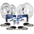 Detroit Axle - Brake Kit for 2.0L 2004-2005 Mazda 3 Drilled & Slotted Disc Brake Rotors Ceramic Brakes Pads Front & Rear Replace